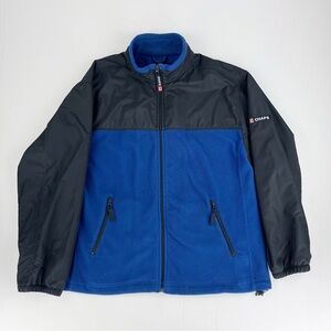 Chaps Ralph Lauren Blue Black Fleece Lined Full Zip Long Sleeve Jacket Top